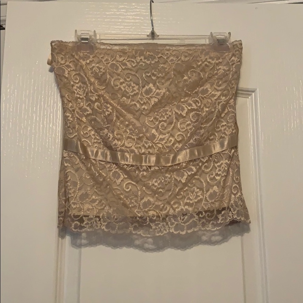 Gold strapless lace top